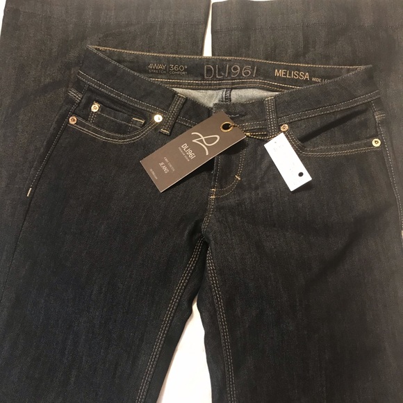 💥HP💥NWT DL 1961 Dark Denim Wide Leg Jeans 27 - Picture 1 of 4